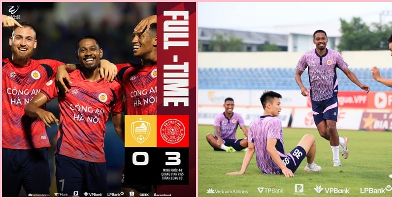 Hậu vệ Việt kiều Cao Pendant Quang Vinh đã ghi dấu ấn đặc biệt trong chiến thắng 3-0 của CLB Công an Hà Nội (CAHN)